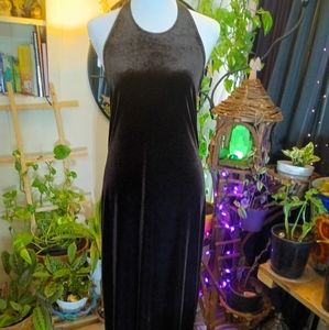 Espresso brown velvet halter dress